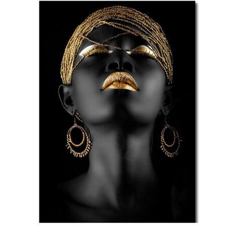 Abstraktes Gemälde einer afrikanischen Frau auf Leinwand - Moderne Wandkunst fürs Wohnzimmer