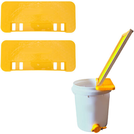 Abstreifschale für die Imkerei [2 Stück] - Kunststoff-Schalenhalter für Honigbehälter mit Schaber für Bienenwabenrahmen [33,1 x 13,7 cm / Gelb]