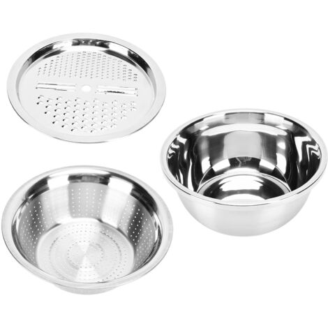 Abtropfbecken aus Edelstahl 304, 3-in-1 für Gemüse und Obst mit Schneidebrett und Reissieb