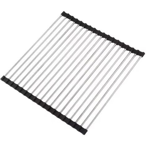 Abtropfgestell für Küchengeschirr, faltbares Abtropfgestell aus Edelstahl, Abtropfgestell für die Spüle, Abtropfmatte, 43 x 35 cm