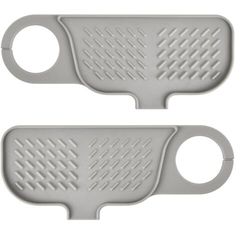 Abtropfmatte für Wasserhahn, Spülbeckenmatte, Tropfschale aus Patchwork für Wasserhahngriff, Küchenablaufmatte, Silikon-Spritzschutz für Küchenspüle (grau)