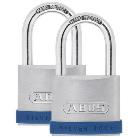 ABUS 80889 50mm Silver Rock 5 Padlock Twin Pack ABU550TC