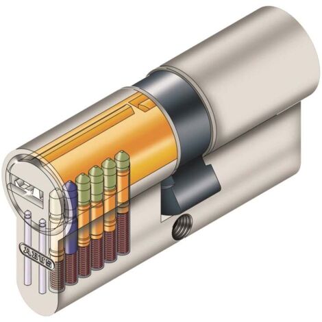 Abus – Cylindre de serrure 30x30mm – Anti-perçage et anti-crochetage – 6 goupilles – 5 clés réversibles en laiton nickelé – Garantie 10 ans