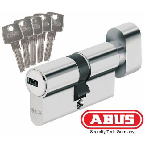 Abus – Cylindre de serrure haute sécurité 50boutonx45 – Mécanisme anti-perçage et anti-crochetage – 5 clés réversibles en laiton – Alu