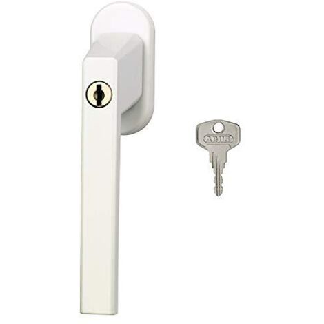 Abus Fg110 Maniglia con Blocco Antifurto, Serratura a Spinta con Cilindro per Finestre, Chiave Maestra, Livello di Sicurezza: 2, 59221, Bianco