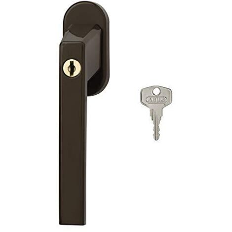 Abus Fg110 Maniglia con Blocco Antifurto, Serratura a Spinta con Cilindro per Finestre, Chiave Maestra, Livello di Sicurezza: 2, 59222, Marrone
