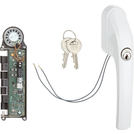 Abus Fos550A Al0125 Spranga con Blocco, Serratura a Spinta con Cilindro e Allarme, Chiave Maestra, Livello di Sicurezza: 10, 07299, Bianco