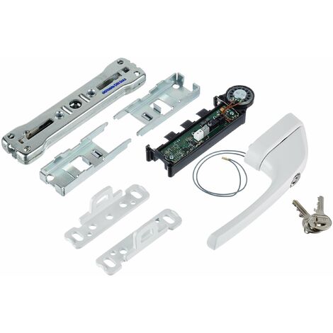 Abus Fos550A Al0145 Spranga con Blocco, Serratura a Spinta con Cilindro e Allarme, Chiave Maestra, Livello di Sicurezza: 10, 07301, Bianco
