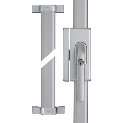 Abus Fos650 Al0125 Spranga con Blocco, Serratura a Spinta con Cilindro per Finestre, Chiave Maestra, Livello di Sicurezza: 10, 73017, Argento