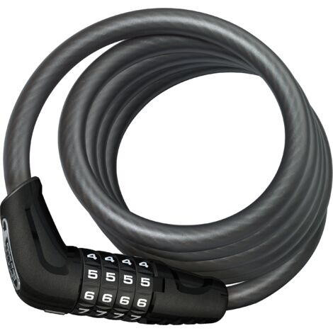 ABUS Lucchetto a cavo Numero 5510C/180 - lucchetto compatto con codice combinazione per biciclette due ruote e bambini livello di sicurezza 3 da 10 mm nero
