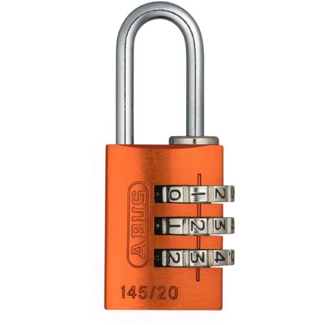 ABUS Lucchetto a combinazione 145/20 arancione - Lucchetto per bagagli, armadietti e molto altro. - Lucchetto in alluminio - codice a combinazione regolabile individualmente - livello di sicurezza 3