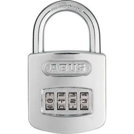 ABUS Lucchetto a combinazione 160/50 – Lucchetto con effetto cromato lucido – con codice numerico regolabile individualmente – 02987 – Livello di sicurezza ABUS 6 – Argento