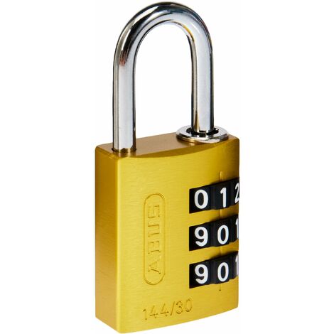 ABUS Lucchetto a combinazione in alluminio 144/30 giallo con numeri grandi, 80792