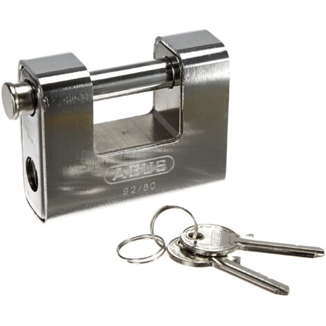 ABUS Mechanical 92/80mm Monoblock Brass Body Shutter Padlock Carded ABU9280C