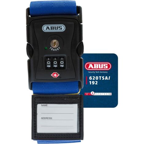 ABUS Sangle à valise avec serrure TSA 620TSA/192 - Sangle à valise avec code numérique à 4 chiffres - Badge inclus - rouge