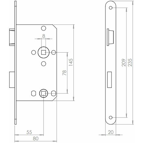 ABUS - Serratura ad incasso per porta WC ES WC R G 55 78 20-61771, oro
