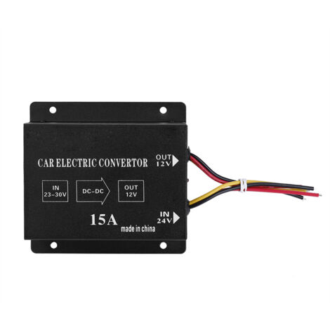 Abwärtstransformator, Spannungswandler, 24V-Stromwandler für Pkw und Lkw (24V auf 12V / 15A / 180W)