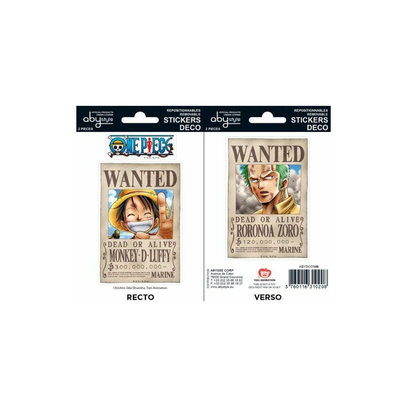 

Stickers - One Piece 16x11cm Wanted Luffy & Zoro - 3760116310208 - Abystyle