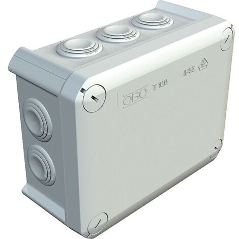 Abzweigkasten Thermoplast, 10 x M25, IP66, lichtgrau - Maße 136 x 102 x 57 mm