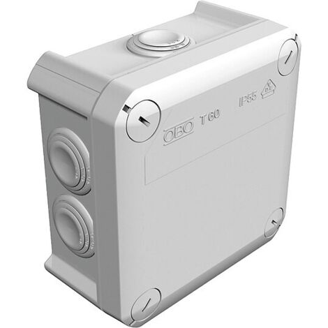 Abzweigkasten Thermoplast, 7 x M25, IP66, lichtgrau - Maße 100 x 100 x 48 mm