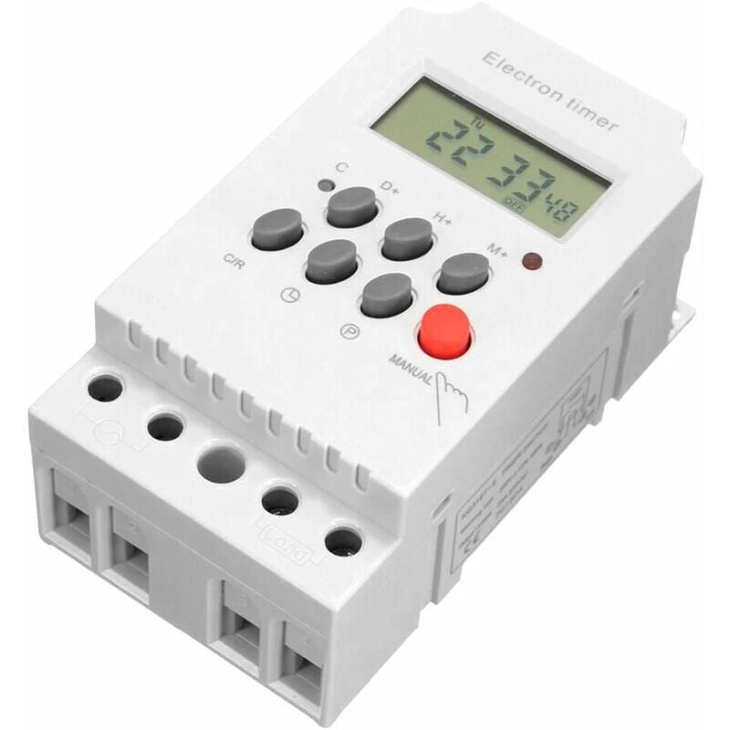 Boed - ac 220V 25A Din Rail Digital Programmable Timer Electronic Timer Time Switch Controller with lcd Display Clock - White - White