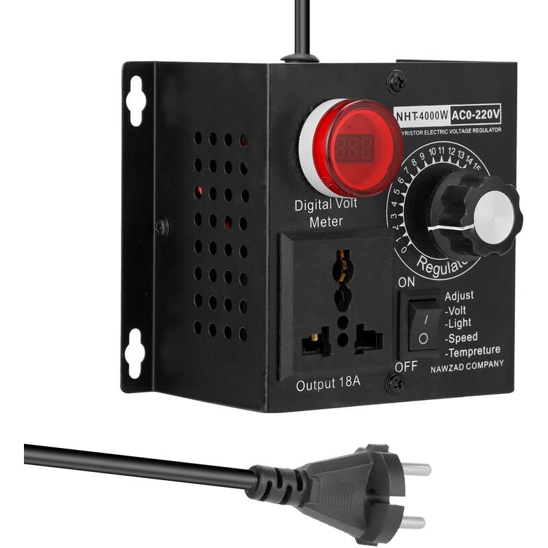 Paryou - Ac 220V 10A 4000W Compact Controller Variable Tension Vitesse Portable Temperature Lumiere Tension Adjuatable Dimmer