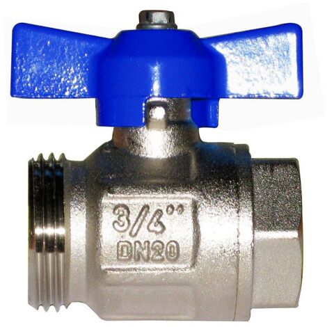 AC 635 NB Valvola a sfera 1" F x 1"1/4 M diritta maschio-femmina senza raccordo, manovra a farfalla (blu) 501354NB
