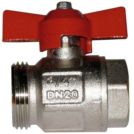 AC 635 NR Valvola a sfera 1" F x 1"1/4 M diritta maschio-femmina senza raccordo, manovra a farfalla (rossa) 501354N