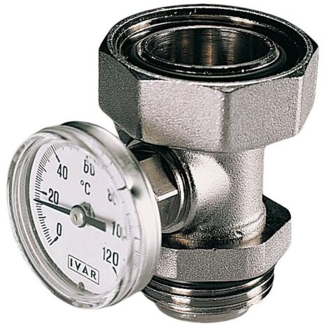 AC 637 N Bocchettone 1"1/4 F x 1" M a tenuta morbida con termometro orientabile per valvola a sfera 501356N