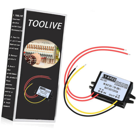 DECKON AC-DC Current Converter AC 12V (10-28V) to DC 12V Reduces Voltage Converter, AC/DC Converter,AC to DC Down Converter Module Voltage Regulator, IP68 Waterproof for Car Screen, Surveillance Camera (3A)