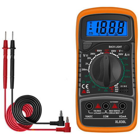 AC/DC Voltmètre Multimètre Diode Transistor Continuité sonore Outils de mesure à domicile Volt Ohm mètre Ampèremètre numérique Ohmmètre pour électricien avec LCD rétro-éclairé Ternel