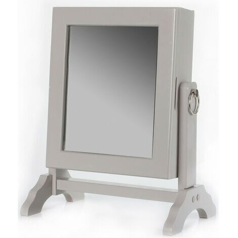 Ac-Deco – Armoire à bijoux inclinable avec miroir – Rangement 54 bijoux – MDF de haute qualité – Design scandinave gris
