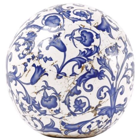 Ac-Deco – Boule en céramique 12cm bleu – Élégance patinée pour décoration intérieure et extérieure – Atout décoratif pour tables et jardins
