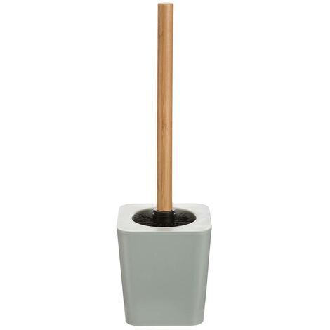 Ac-Deco – Brosse WC en bambou blanc – Poignée en bois – Design naturel – Dimensions 11.6 x 11.6 x 38 cm – Écologique et élégant
