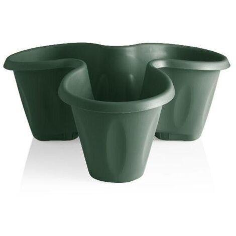 Ac-Deco – Pot de fleurs en polypropylène vert – Diamètre 40 cm – Forme trèfle – Résistant aux chocs et aux UV – Pour extérieur