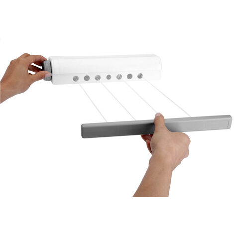 Ac-Deco – Etendoir à linge automatique rétractable – 4 cordons réglables 360 cm – Surface de séchage 14 m² – Pour espaces restreints et balcons