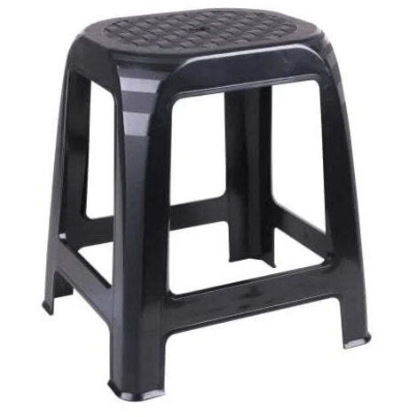 Ac-Deco – Tabouret en plastique 41x36x46 cm – Noir – Poids max 120kg – Pour espaces intérieurs et extérieurs