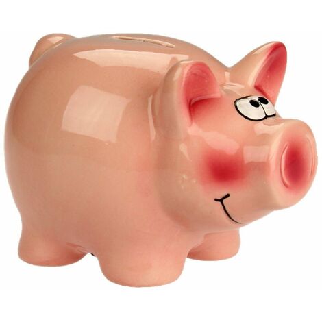 Ac-Deco – Tirelire cochon en céramique – Dimensions 15 x 11 x 10.5 cm – Avec serrure pour économies décoratives – Coffret à monnaie