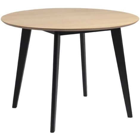 HELLIN AC Design Furniture Roxanne tavolo da pranzo, rovere/nero, impiallacciatura rovere/albero della gomma, L: 105 x P: 105 x H: 76 cm, 1 pz