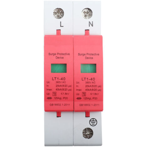 AC Protector Power Protector Discer Device House Protector Low Voltage Surge Protector for Photovoltaic Lightning Protection Electronic Accessories (2p40ka)
