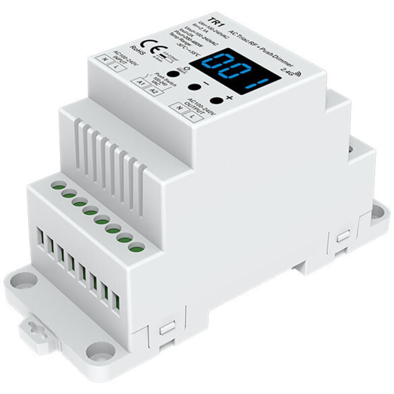 Ac triac dimmer - Variateur d'intensité dimmable LED/halogène - 440kWh/1000h - 100240V - 110x64x45mm - Blanc