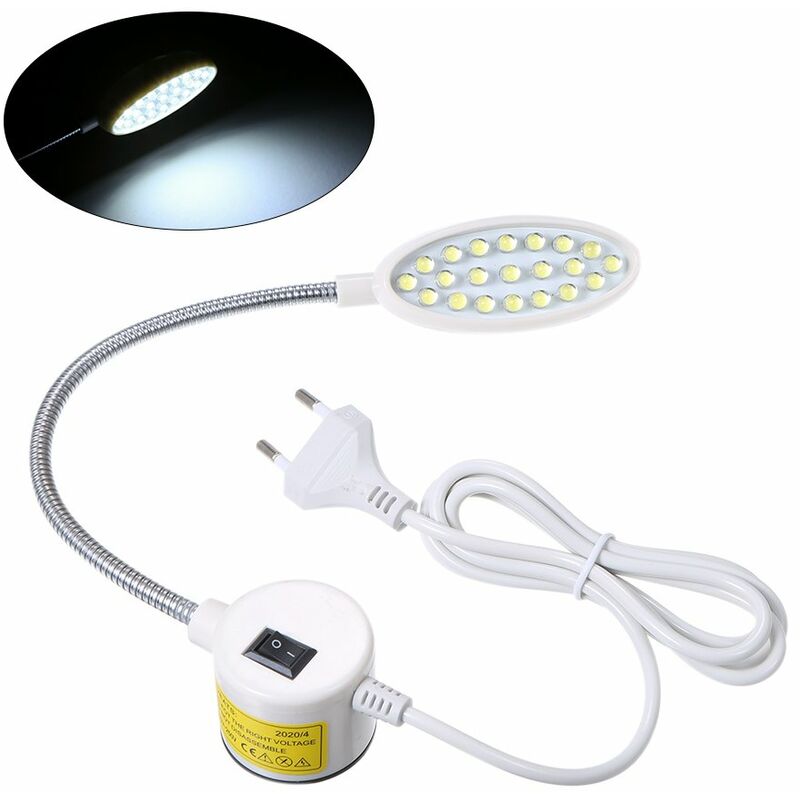 Asupermall - Ac110-250V 1W 21Led Lampe De Vetement De Machine A Coudre (Dimmable) Base Fixe Aimant, Blanc Pur