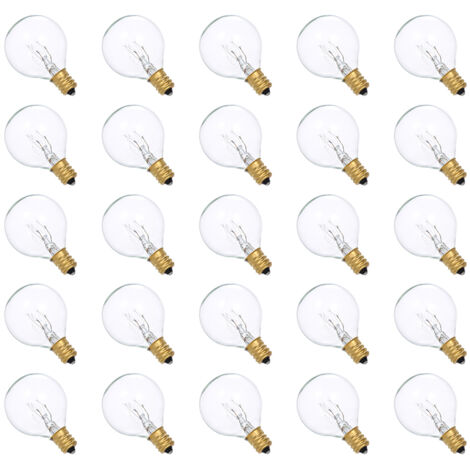 AC230V G40 Globe Tungstène Ampoule à Incandescence Lot de 25 E12 Base Support IP44 Résistance à l'eau Blanc Chaud pour Guirlande Lumineuse Décoration de Fête Fonction de Mariage Portable