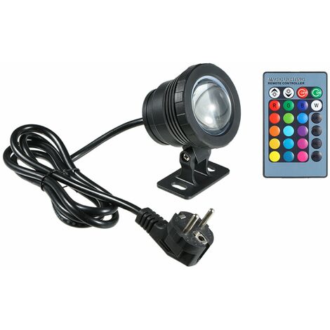 AC85-265V 20W (la puissance reelle est de 10W) ​​Lumiere sous-marine LED RVB avec telecommande Norme europeenne noire