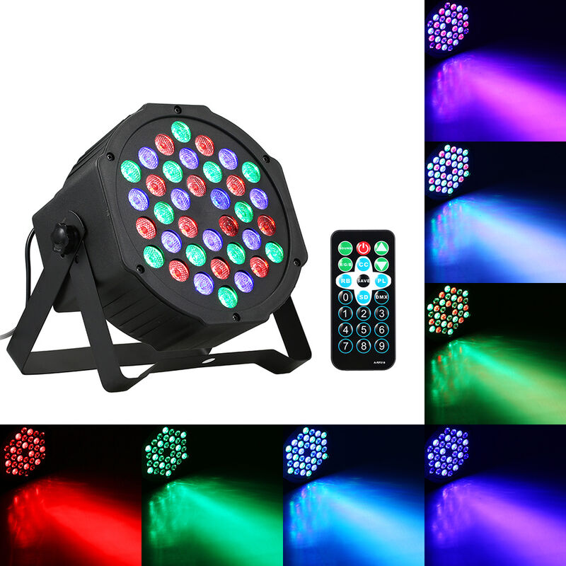 

AC90-240V 24W 36 LEDs RGB Mini Stage Par Light, Accesorio de iluminacion, con controlador de control remoto IR