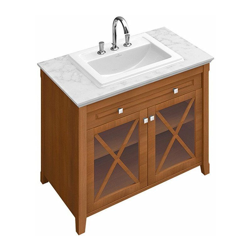 

Acabado, Encimeras de lavabo, 800 x 500 mm, Rectangular, para grifería de 3 orificios, orificio central para grifería perforado, sin rebosadero,