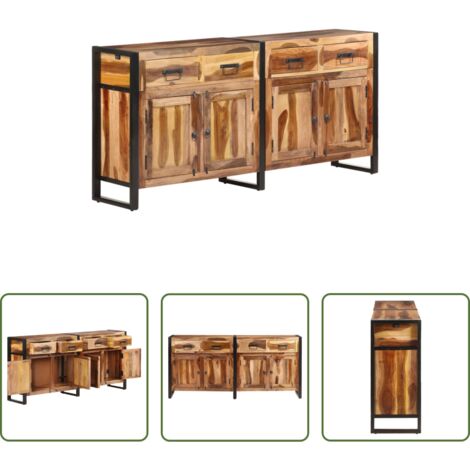 Acacia -  Aparador de madera maciza de acacia acabado miel 172x35x80 cm