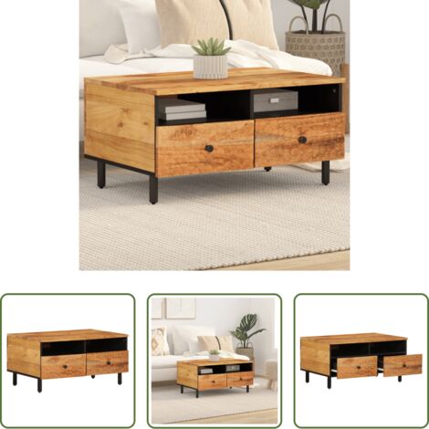 Acacia -  Mesa de centro madera maciza de acacia 80x54x40 cm