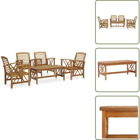 Acacia - vidaXL Juego de muebles de jardín 5 piezas madera maciza de acacia - Mesa de jardín