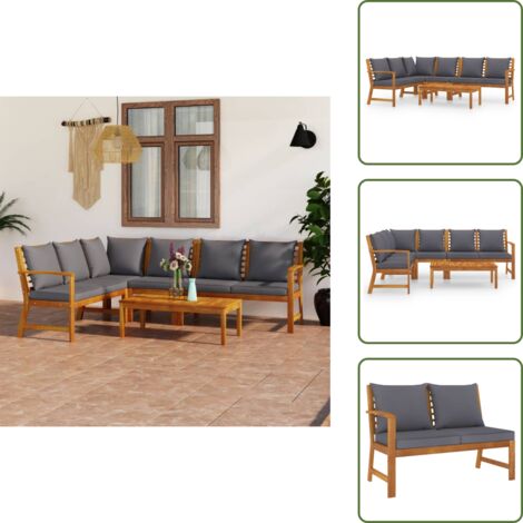 Acacia - vidaXL Juego de muebles jardín 5 pzas con cojines madera maciza acacia - Cojines para sofás
